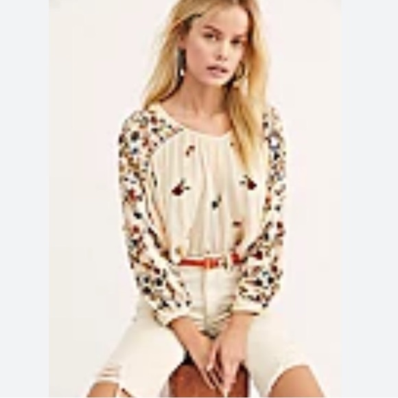 Free People Tops - Free People Wild Flower Blouse Size SP